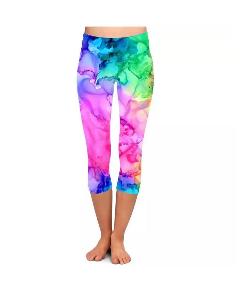 Watercolor Capri Leggings w/Pockets